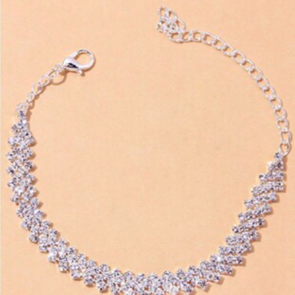 Elegant Anklet Silver toned Women's Rhinestone